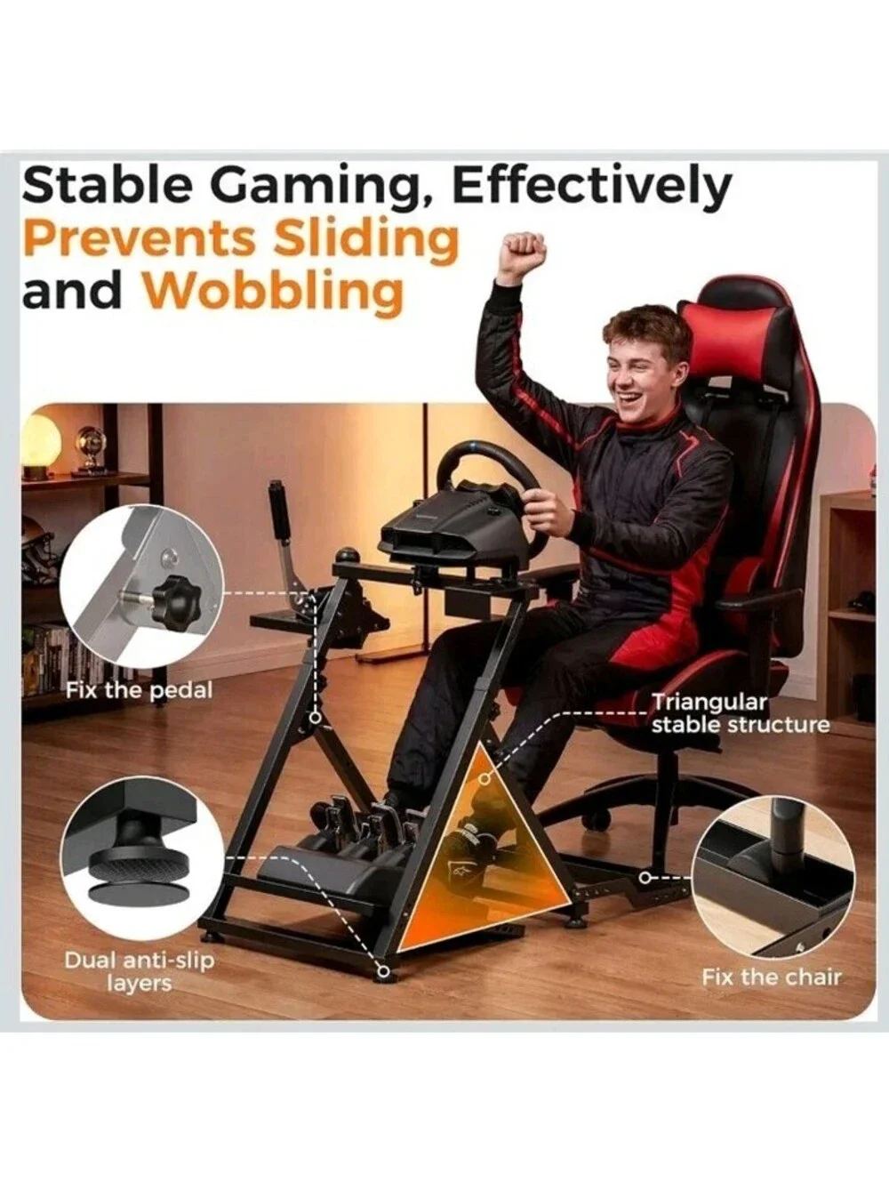 CAMMOO High Compatible Racing Wheel Stand with Chair Slot Fits Handbrake31...
